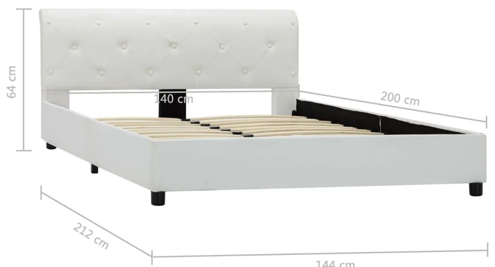 Estrutura de cama 140x200 cm couro artificial branco