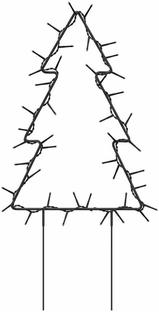 Decoração árvore de Natal c/ luz e estacas 3 pcs 50 LEDs 30 cm