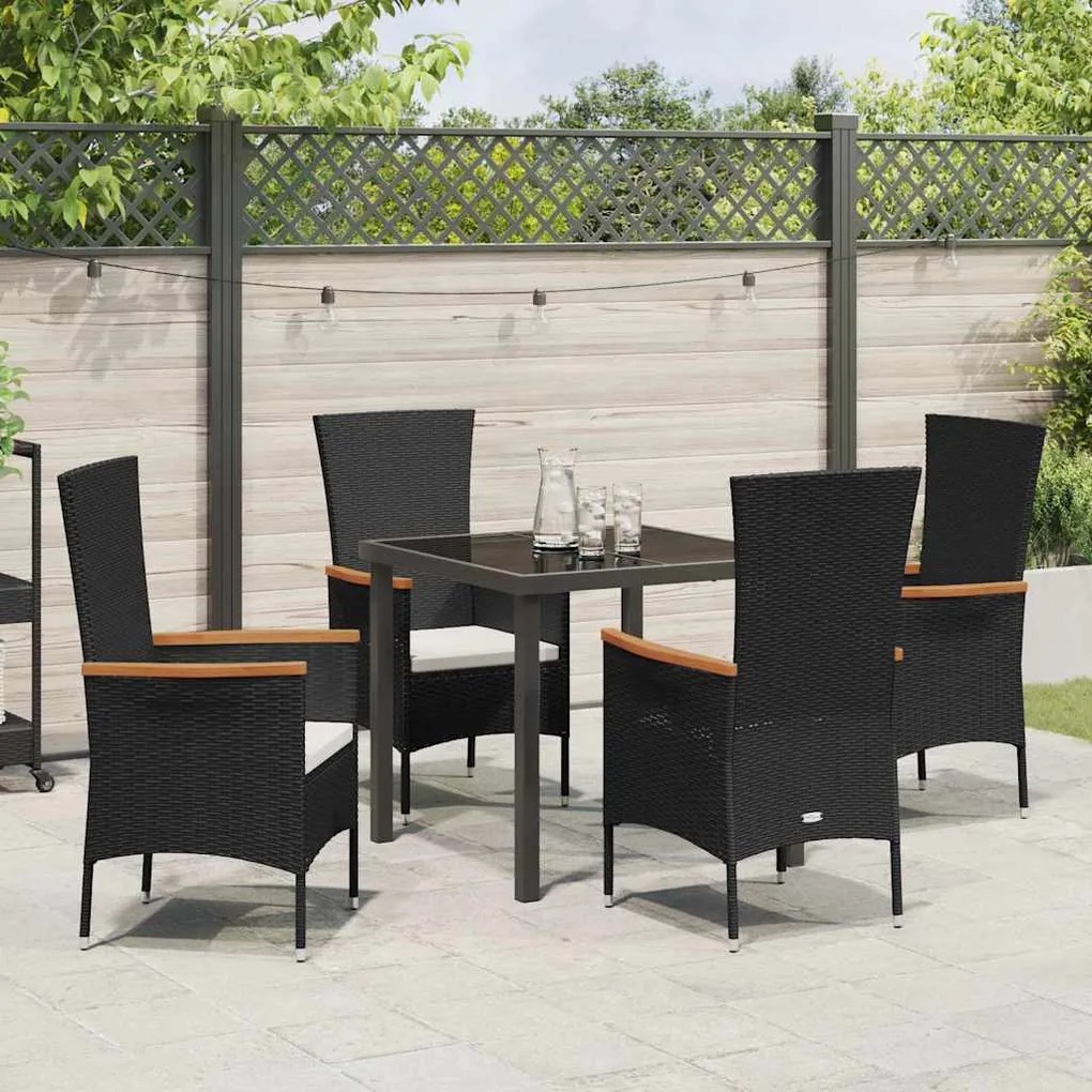 Conjunto de Jantar de Jardim 5 pcs Preto 80 x 80 x 73 cm