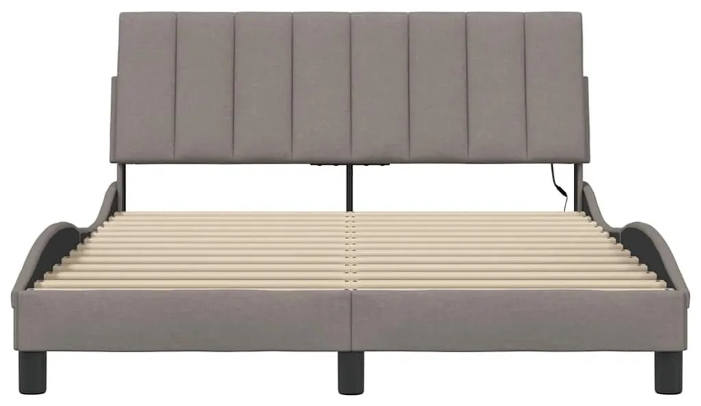 Cama sem colchão 140x190 cm tecido castanho-acinzentado