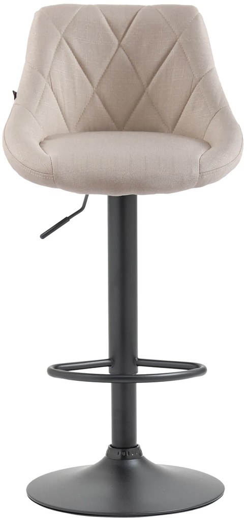 Banco de bar Lazio em tecido e com estrutura preta 46 x 83-104 x 49 cm Creme