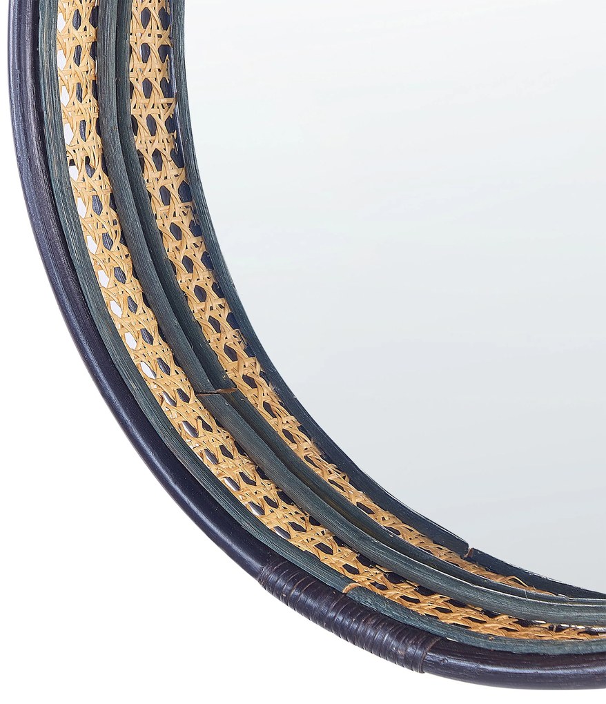 Espelho de parede redondo em rattan preto ⌀ 60 cm DAKSA Beliani