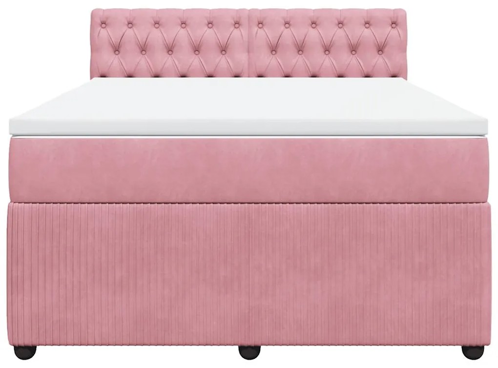Cama com molas/colchão 160x200 cm veludo rosa