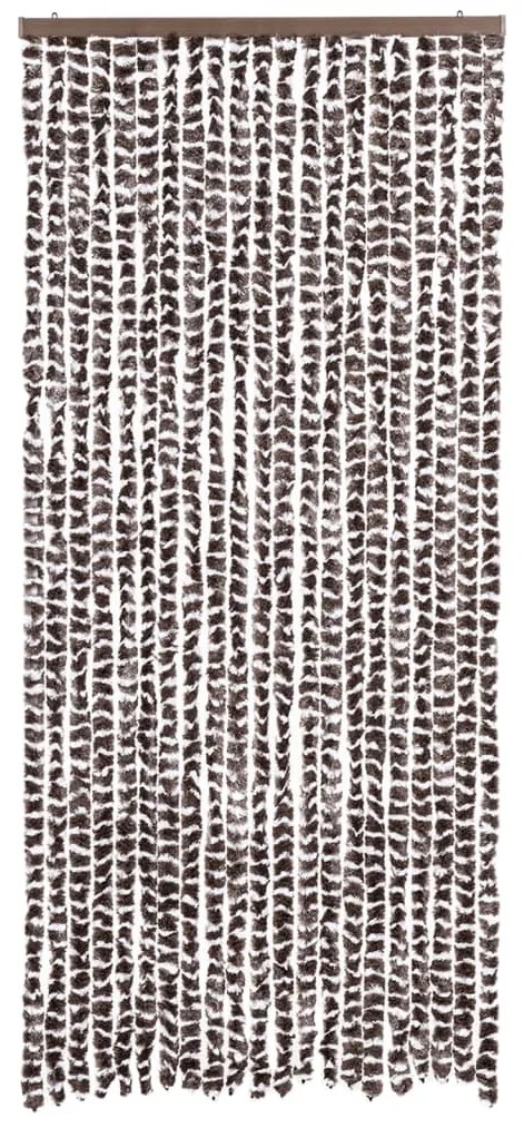 Cortina anti-insetos 90x220 cm chenille castanho e branco