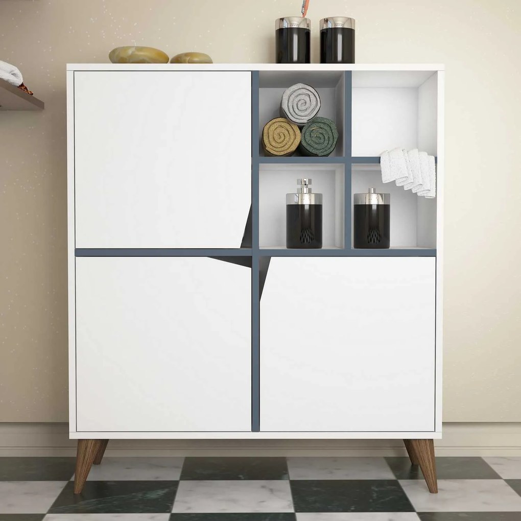 Armário Multiusos Pulse – Branco e Azul – 100x115x30 cm