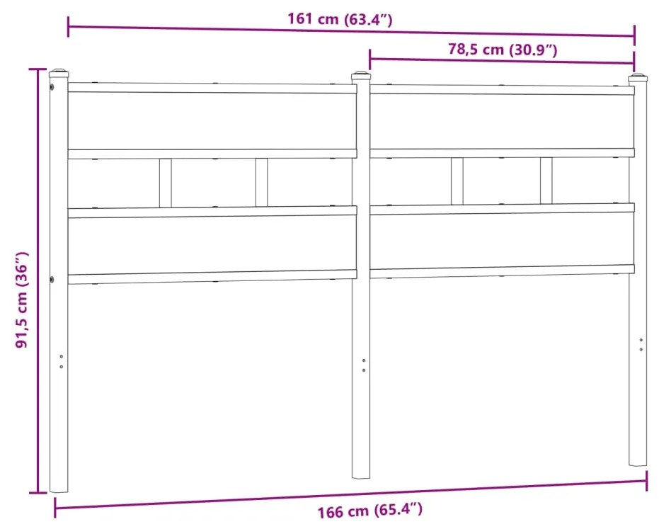 Cabeceira de cama 160cm derivados madeira/ferro carvalho sonoma