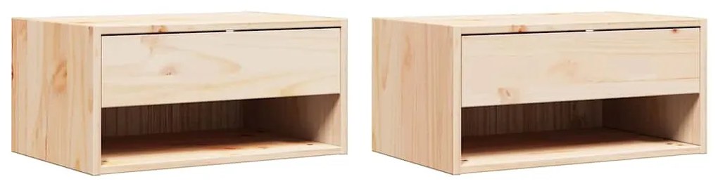 Mesa de Cabeceira Montada na Parede com gaveta 2 pcs Castanho