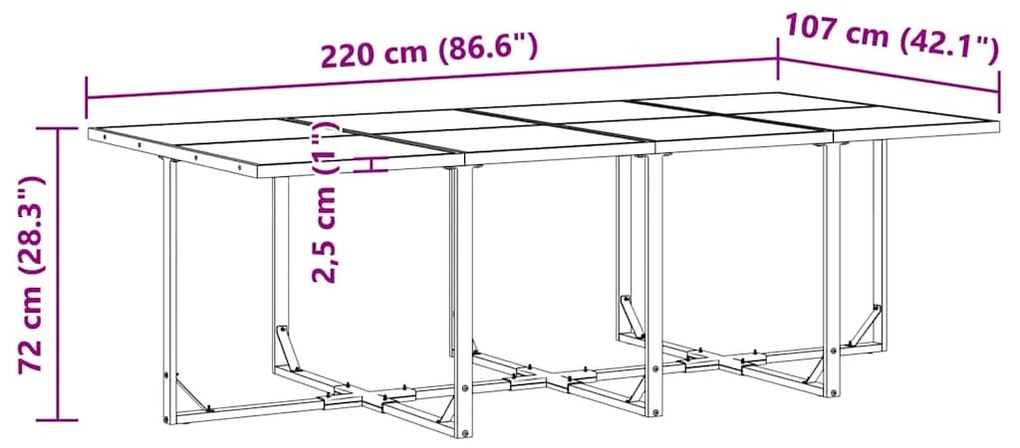 Conjunto de Jantar para Jardim vidaXL com 16 Peças e Almofadas em Aço