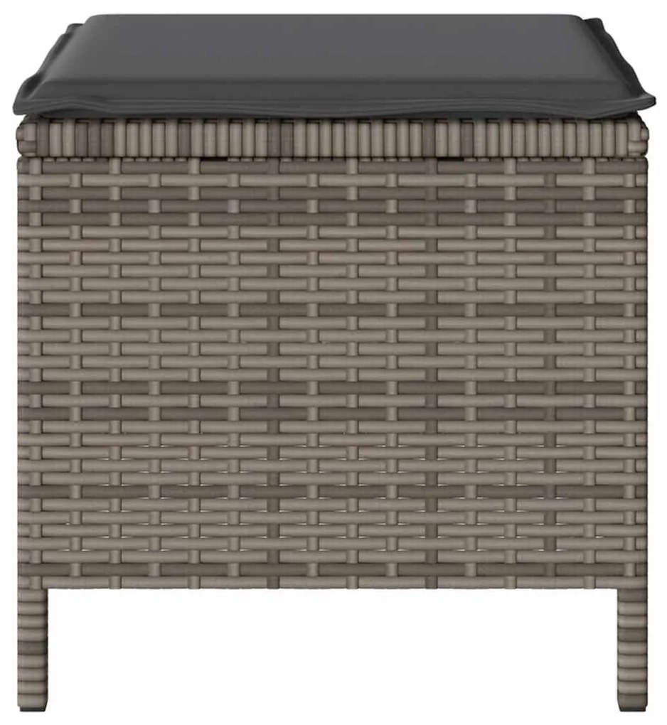 Conjunto de Jantar de Jardim em 3 Peças com Almofadas Cinza em Rattan