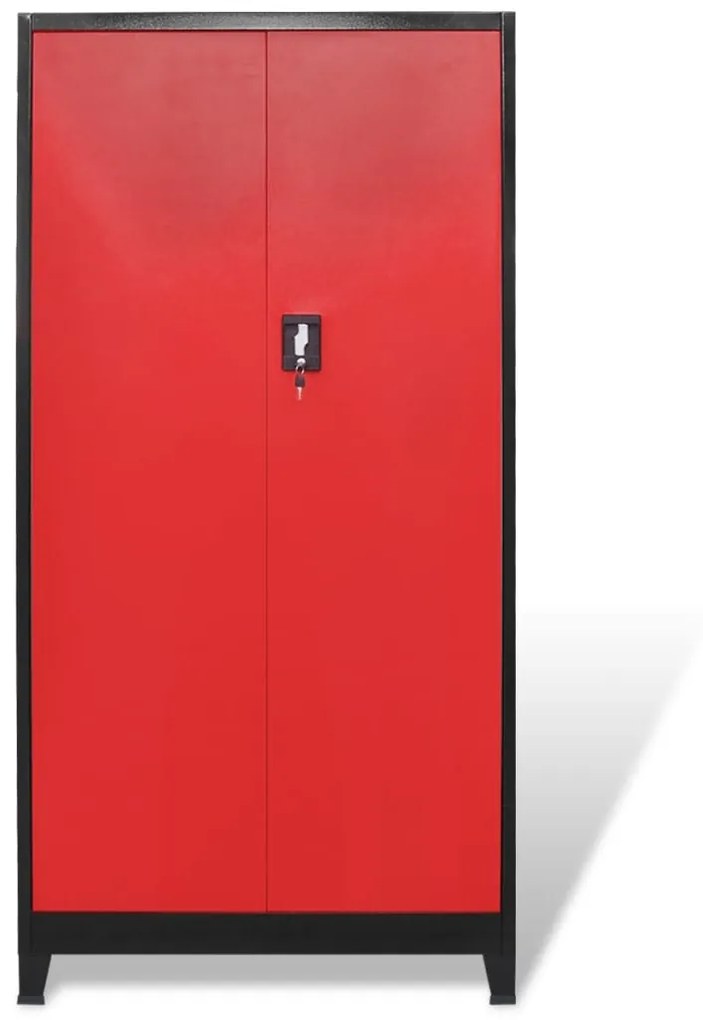 Armário de ferramentas 2 portas aço 90x40x180 cm preto vermelho