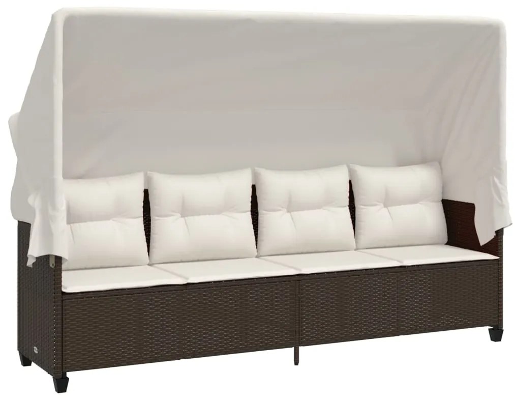 5 pcs conjunto sofás p/ jardim c/ almofadões vime PE castanho