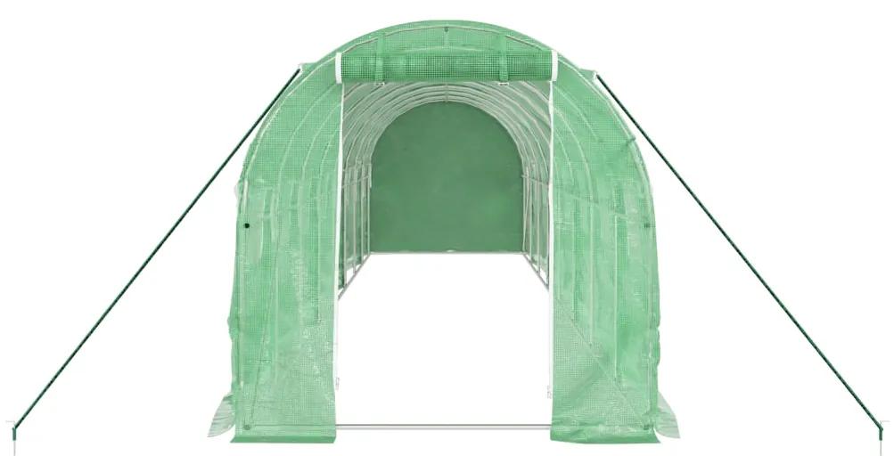 Estufa com estrutura de aço 16 m² 8x2x2 m verde