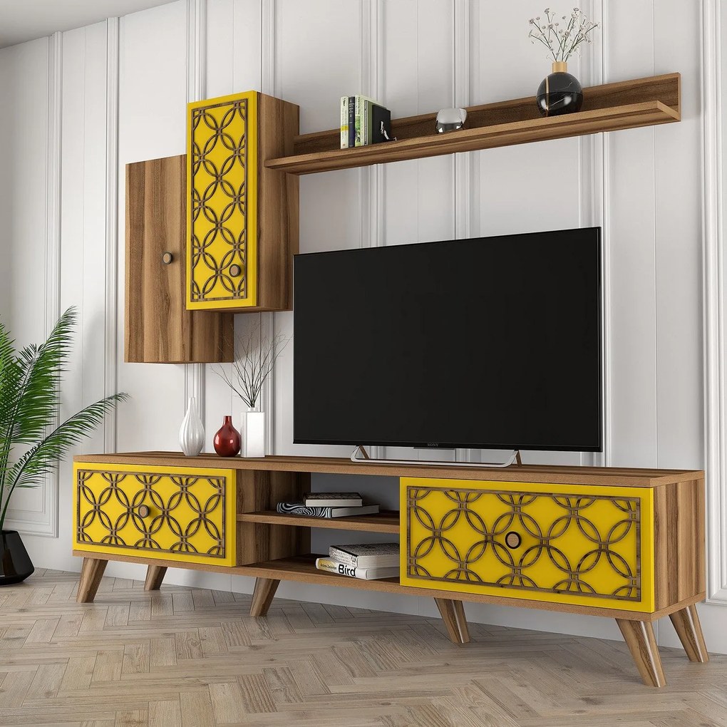Unidade TV ClassS – Walnut Yellow – 180x44x35 cm