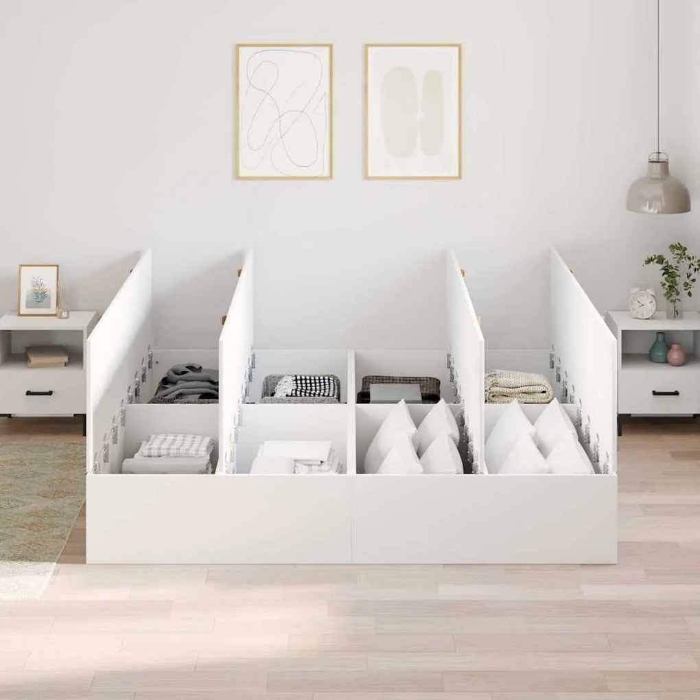 Estrutura da Cama com armazenamento Branco 180 x 200 cm Madeira