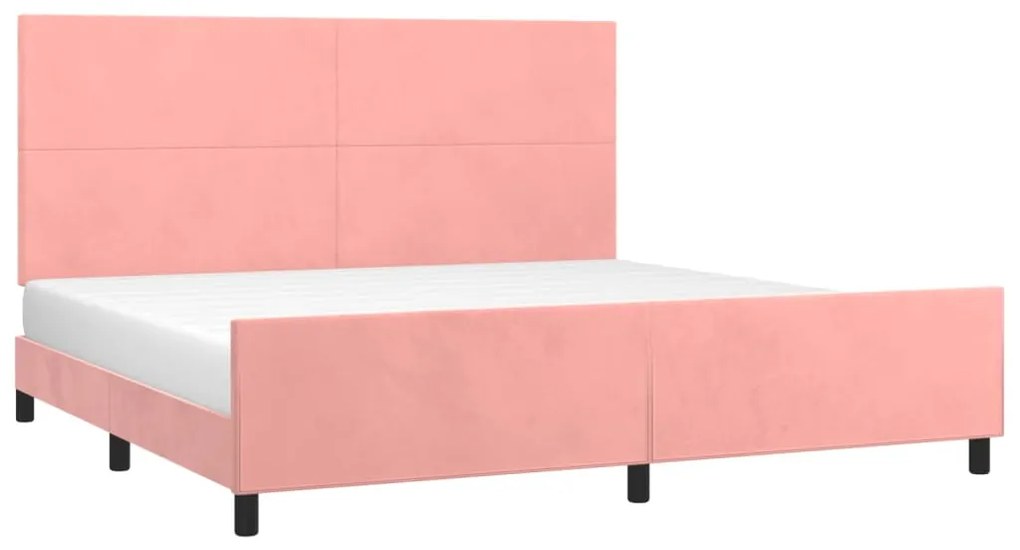 Estrutura de cama c/ cabeceira 200x200 cm veludo rosa