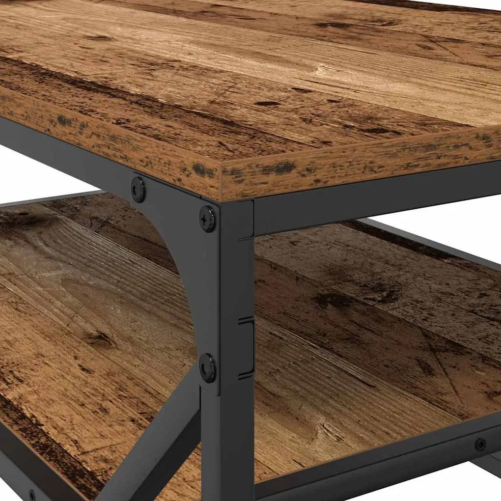 Mesa de Centro vidaXL com Prateleira em Madeira Antiga 90x50x40 cm em