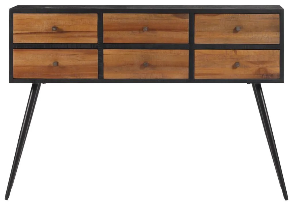 Mesa consola com gavetas 116x30x76 cm teca recuperada maciça