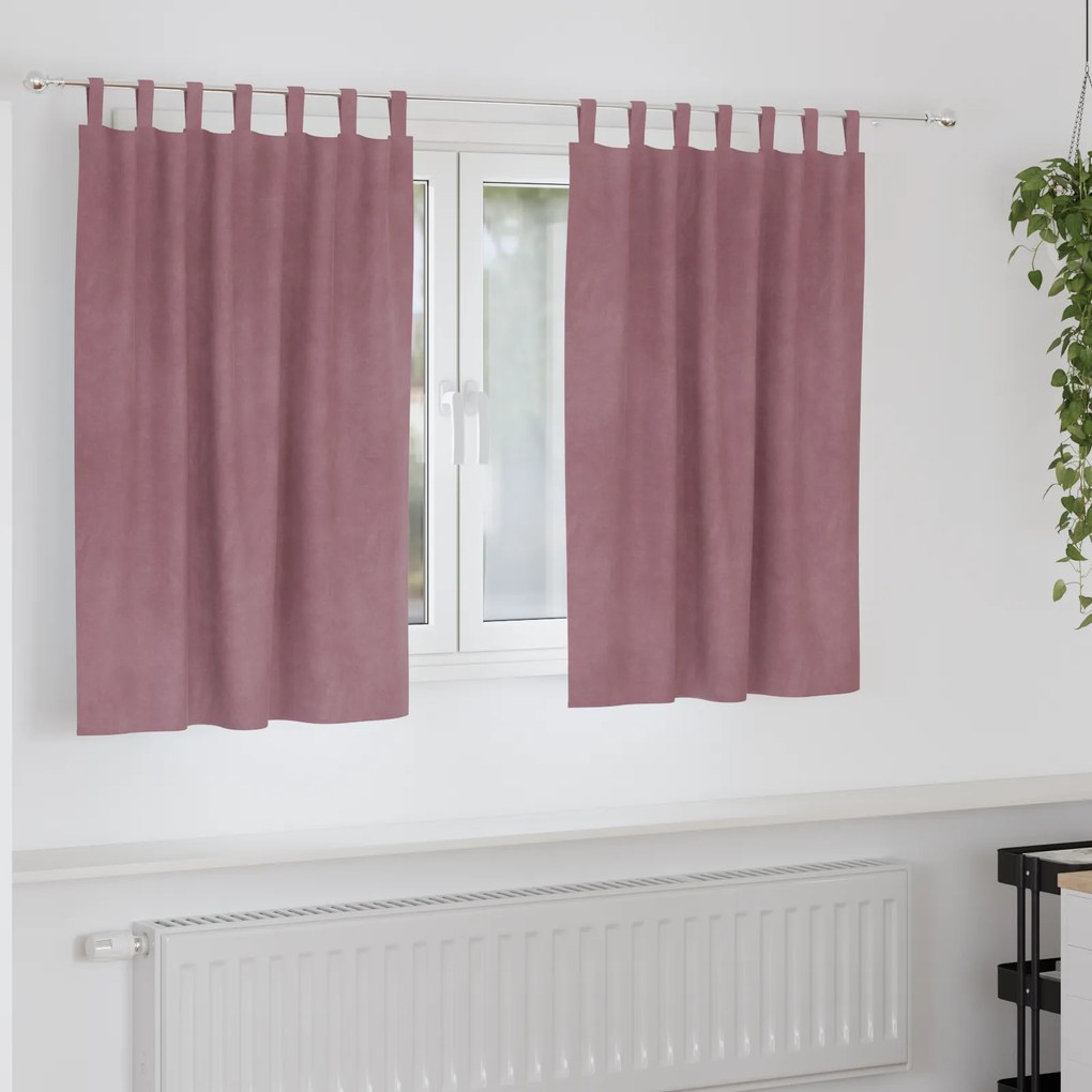 Cortinas Blackout vidaXL com Laços para Pendurar 2 pcs Veludo Rosa Escuro