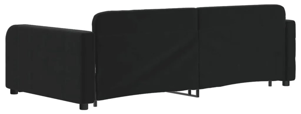 Sofá-cama com gavetão e gavetas 100x200 cm veludo preto