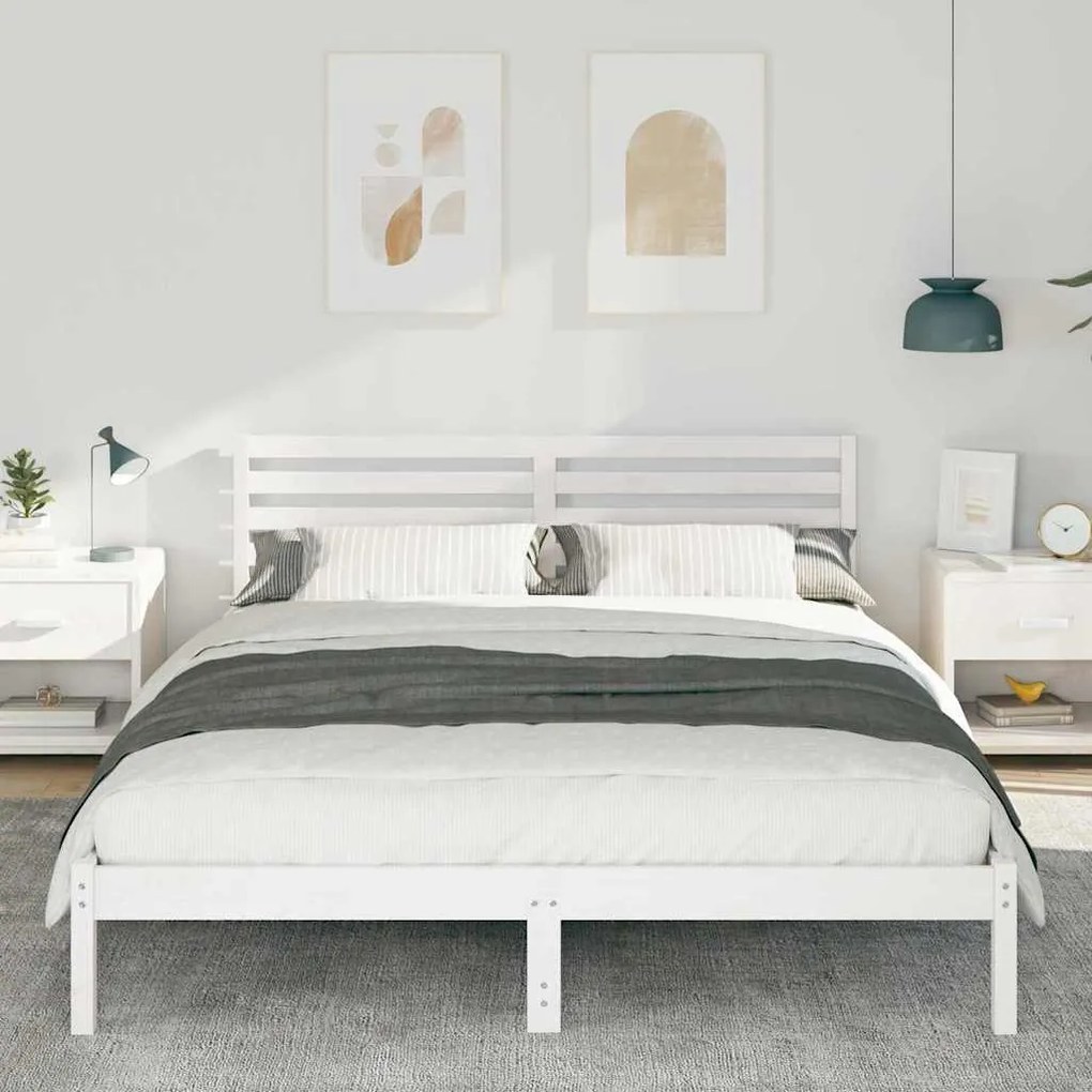 Estrutura da Cama com cabeceira Branco 160 x 220 cm