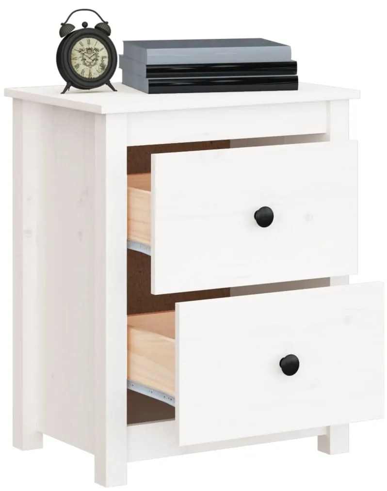 Mesa de cabeceira 50x35x61,5 cm madeira de pinho maciça branco