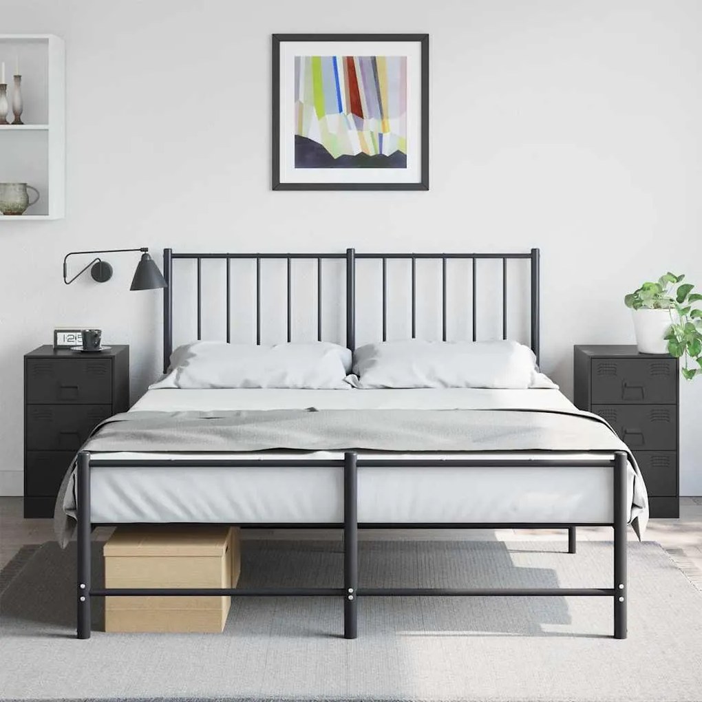 vidaXL Mesas de cabeceira 2 pcs 34,5x39x62 cm aço preto