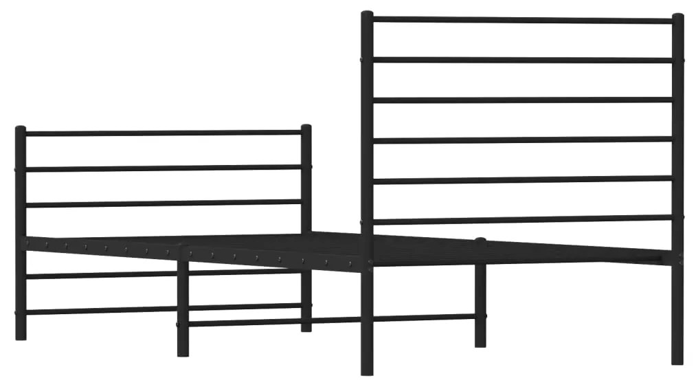 Estrutura de cama com cabeceira e pés 75x190 cm metal preto