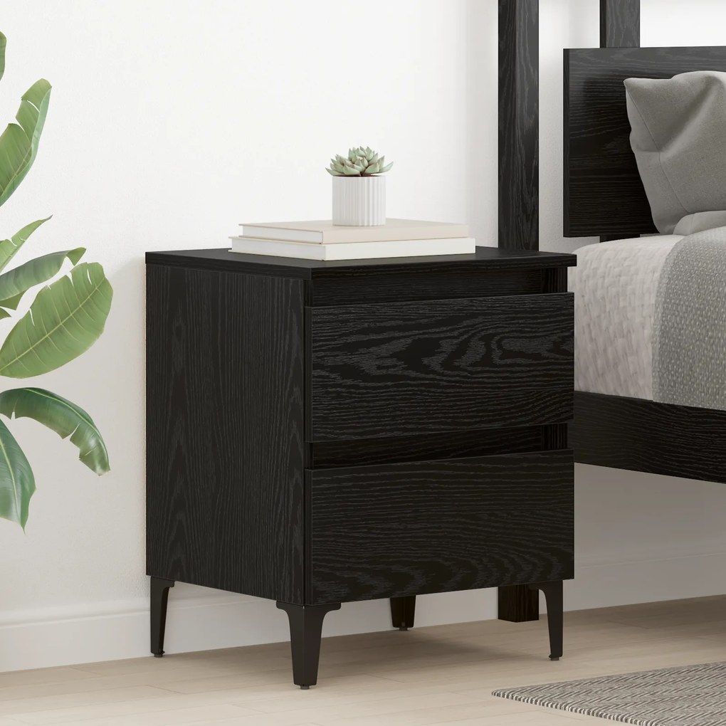 vidaXL Cabinet de Cama Carvalho Preto 40x35x50 cm Madeira Engenheirada
