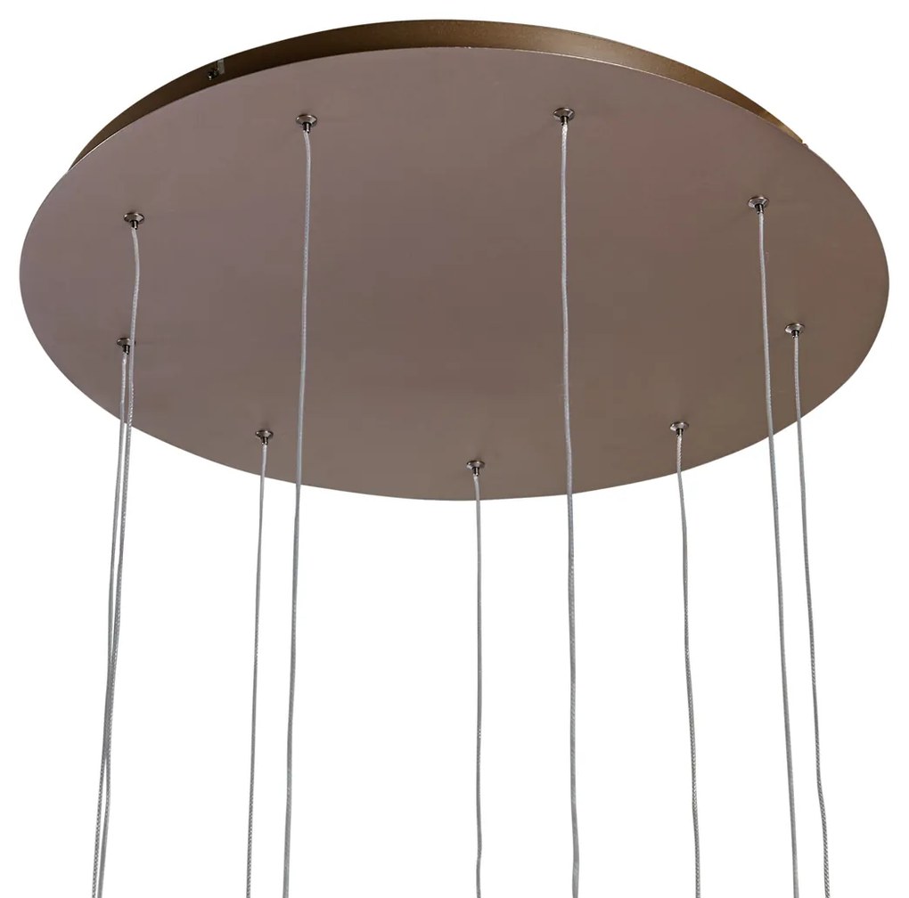 Candeeiro suspenso de design bronze escuro 9 luzes incluindo LED regulável em 3 níveis - Vide Anella Moderno