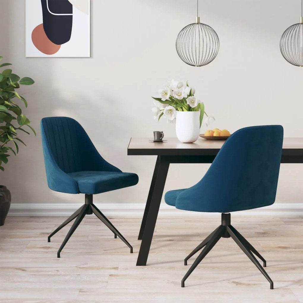 vidaXL Cadeiras de jantar 2 pcs veludo azul