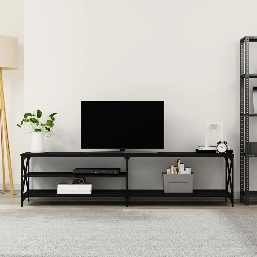 vidaXL Móvel para TV 200x40x50 cm derivados de madeira/metal preto