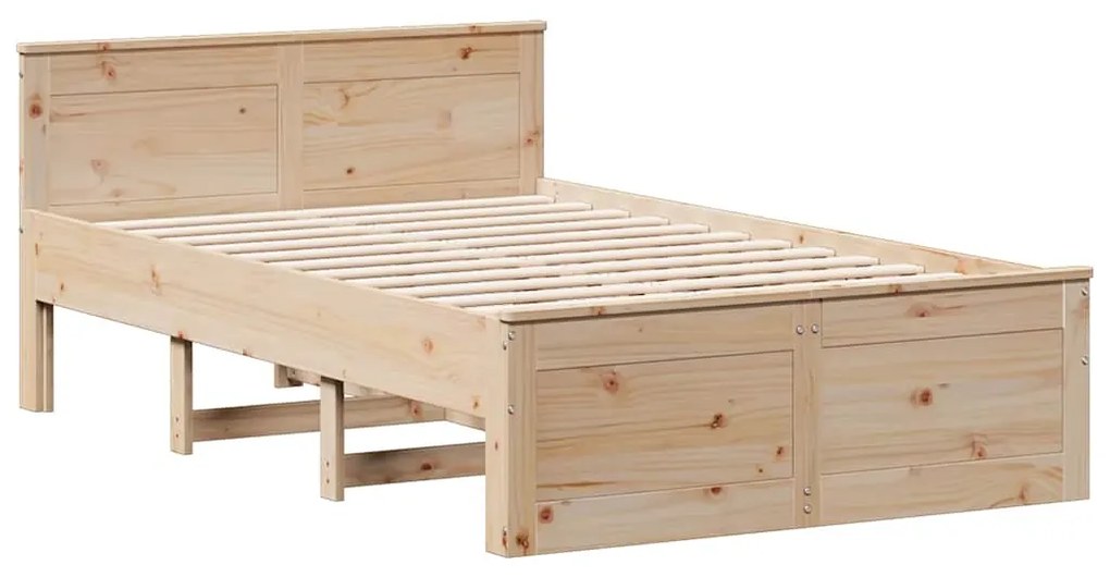 Cama sem colchão com cabeceira 135x190 cm pinho maciço
