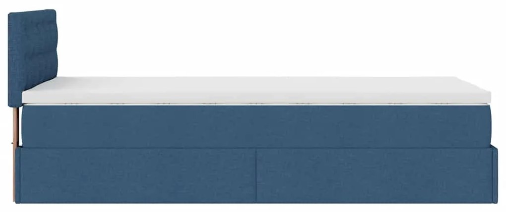 Cama otomana com colchão 90x200 cm tecido azul