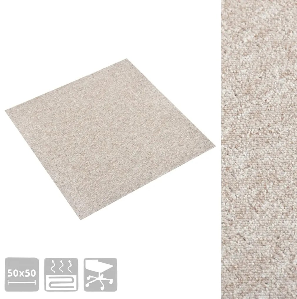 Ladrilhos carpete para pisos 20 pcs 5 m² 50x50 cm bege-claro