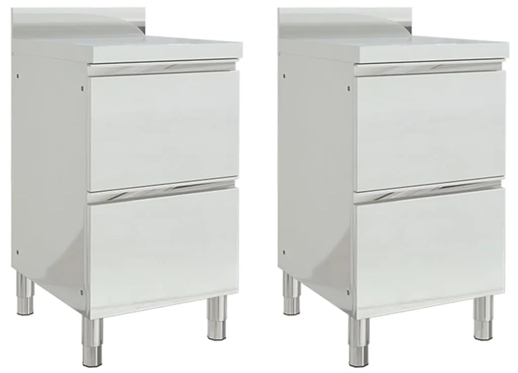 vidaXL Armários p/ cozinha comercial c/ 2 gavetas 2 pcs aço inoxidável