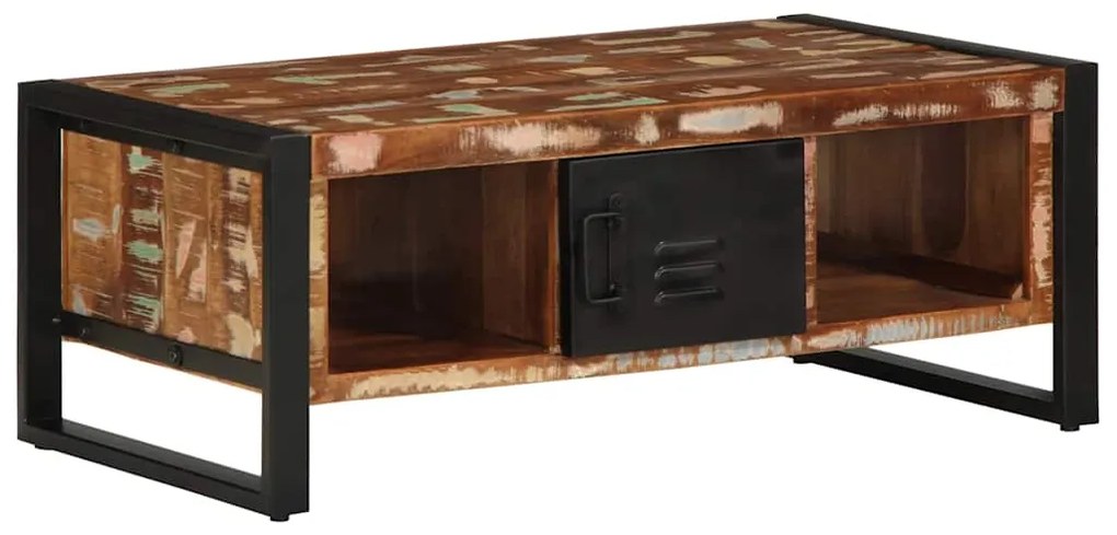 Mesa de centro multicor 90x50x36 cm madeira maciça recuperada
