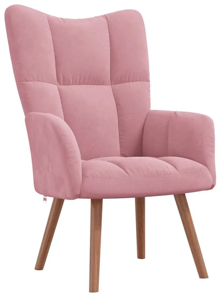 Cadeira de descanso com banco veludo rosa