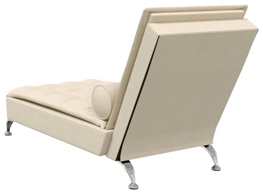 Chaise lounge de massagem com rolo tecido creme