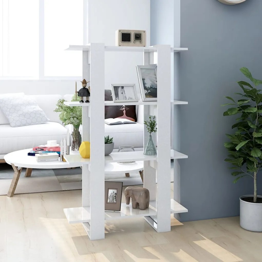 vidaXL Estante/divisória 80x30x123,5 cm branco brilhante