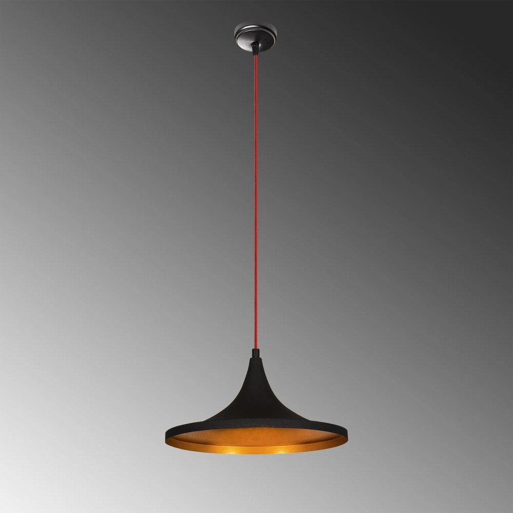 Chandelier Elmas – Preto e Vermelho – Diâmetro 35 cm, Altura 117 cm