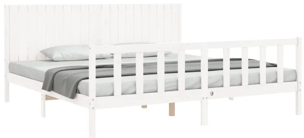 Cama sem colchão 200x200 cm madeira de pinho maciça branco