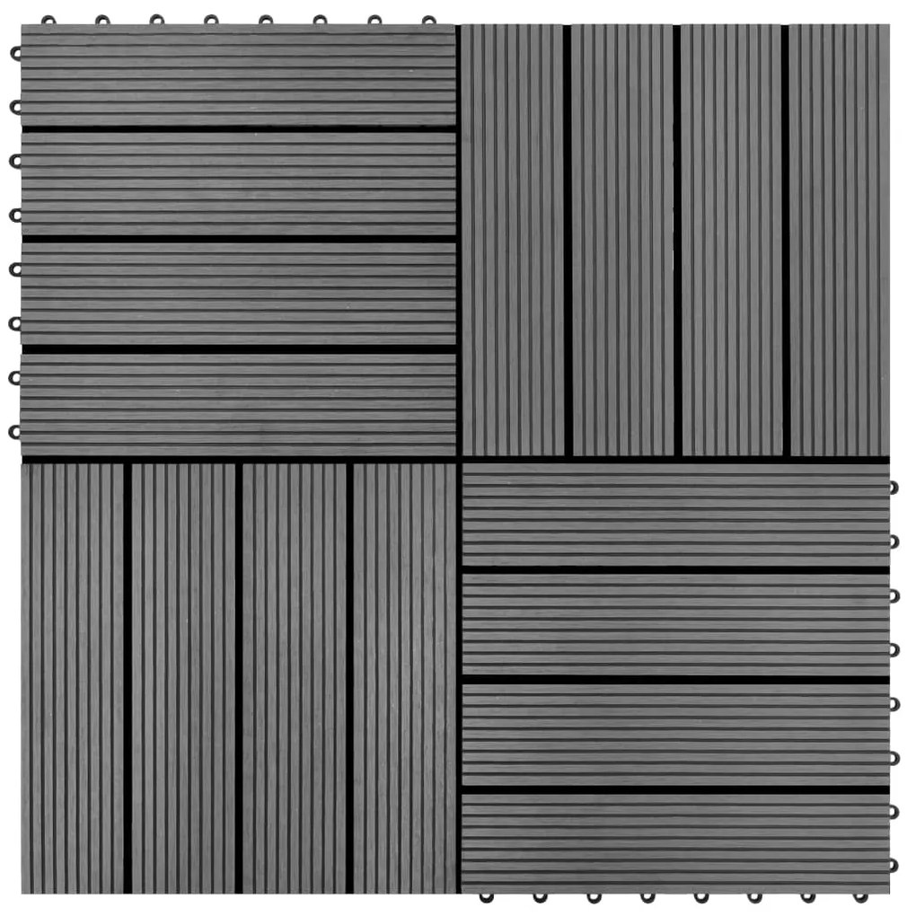 40826 vidaXL Estrado de plástico WPC 11 peças 30x30cm 1 m2, Cinzeto