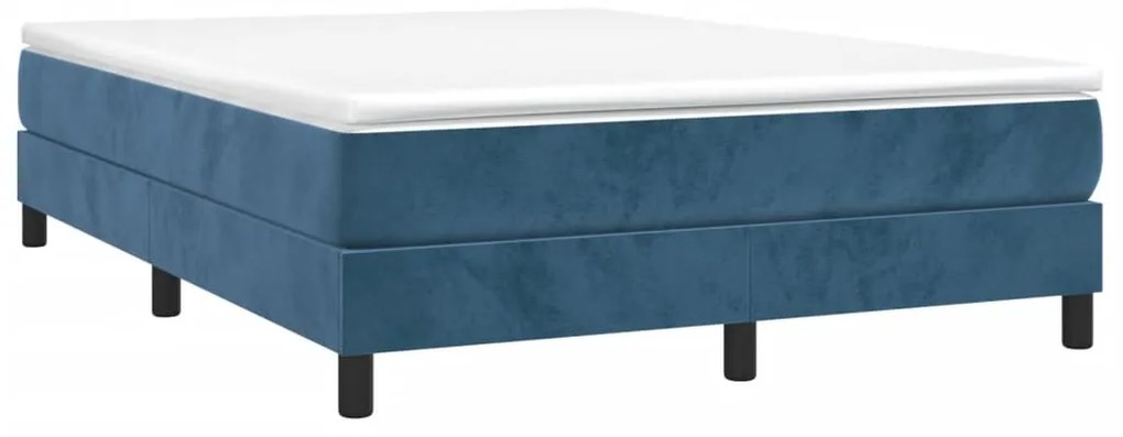Estrutura de cama sem colchão 140x190 cm veludo azul-escuro