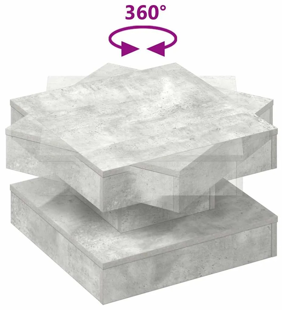 Mesa de centro rotativa a 360 graus 50x50x34,5 cm cinza cimento