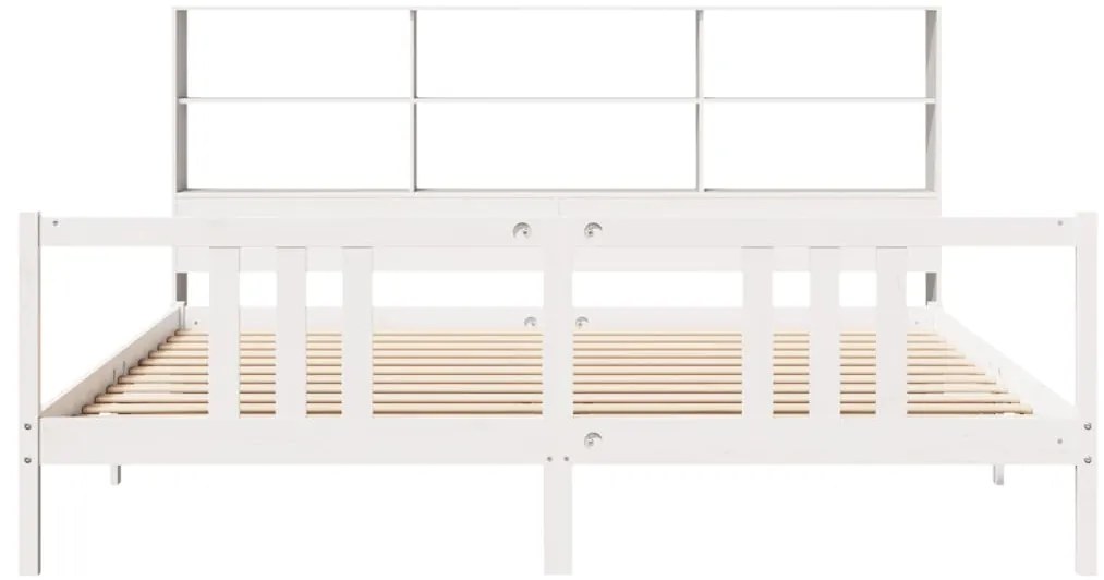 Cama com estante sem colchão 200x200 cm pinho maciço branco