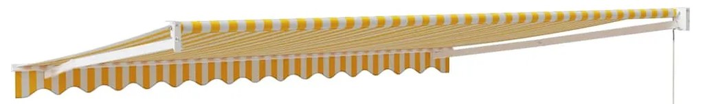 Toldo retrátil 4x3 m tecido e alumínio amarelo e branco