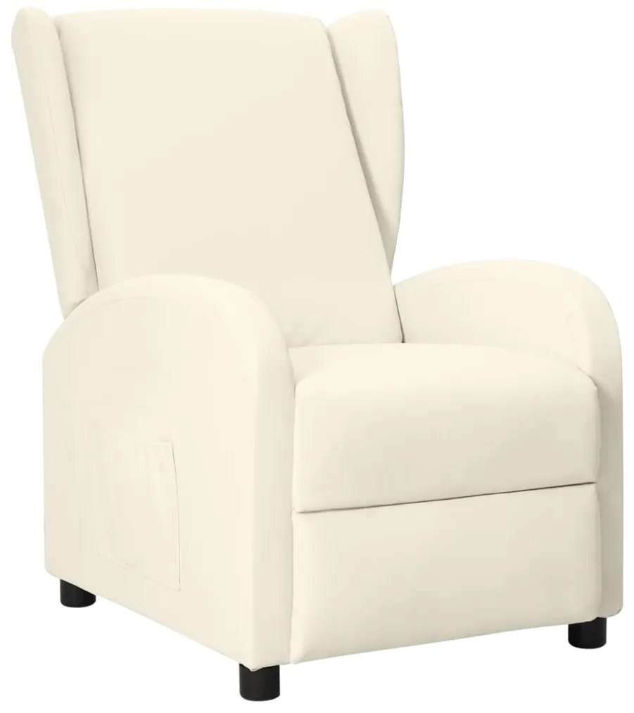 342326 vidaXL Poltrona reclinável couro artificial cor creme