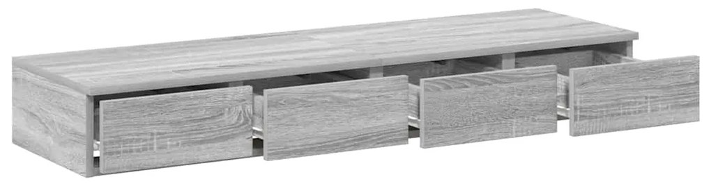 Gavetas para Cama vidaXL Cinza Sonoma 120x36,5x16,5 cm Madeira de Enge