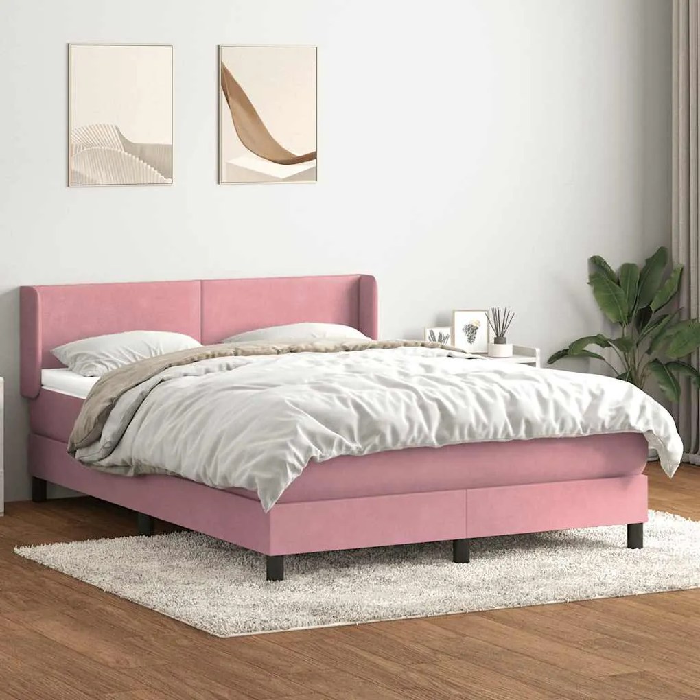 Cama com molas/colchão 140x210 cm veludo Rosa