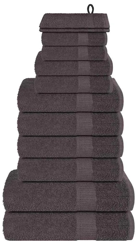 12pcs Conjunto toalhas banho 360 gsm 100% algodão antracite